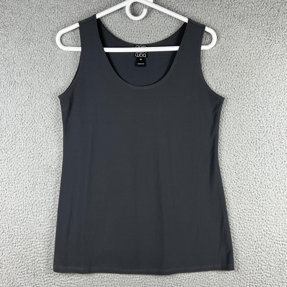 CLARA SUN WOO Sleeveless Grey Packable Stretch Scoop Neck Shell Tank Size XS‎